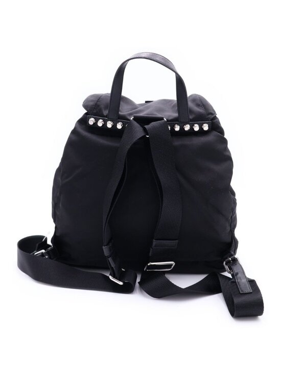 Prada Studded Tessuto Nylon Silver Backpack Black main image 4